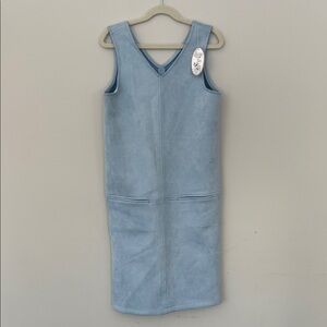 Blue Sleeveless Suede Dress
